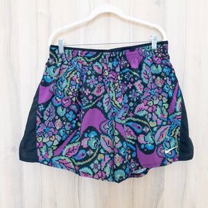 Nike Womens Active Shorts Size 1X Pixel Paisley Purple Mesh Athletic Sporty